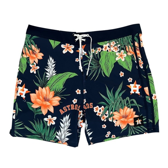 Men's 32" HOUSTON ASTROS Baseball Texas Swimming Drawstring Shorts / Trunks - Picture 2 of 5